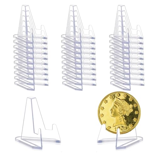 25 Stück Kartenständer, münzhalter, Karten Ständer Mini, Tellerständer,Acryl Ständer für Medaillen, Kartenaufsteller Kunststoff, Staffelei Ausstellungsständer, Klein Münzständer Display Transparent von MingFontec
