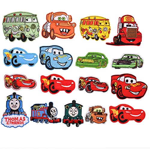 Mingjun 17-teiliges Bügel- oder Aufnäher-Set mit Bus-, Rennwagen-, Feuerwehrwagen- und Automotiven, Flicken zum Anbringen an Kleidung, Jacken, Jeans, Rucksäcken, Schals, toll für Kinder Mingjun 17-teiliges Bügel- oder Aufnäher-Set mit Bus-, Rennwagen-, Feuerwehrwagen- und Automotiven, Flicken zum Anbringen an Kleidung, Jacken, Jeans, Rucksäcken, Schals, toll für Kinder von MingJun