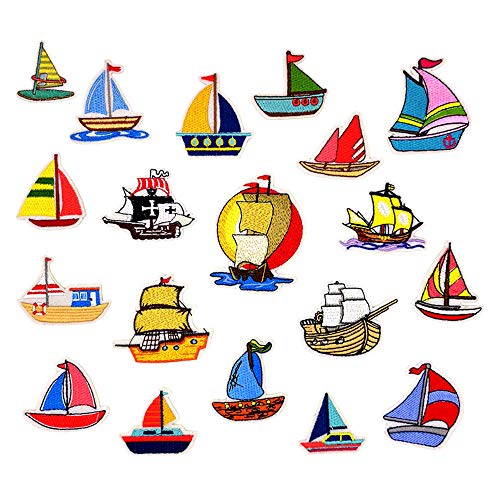 Mingjun Aufnäher zum Aufbügeln mit Segelboot, bestickt, für Kleidung, Jacken, Rucksäcke, T-Shirts, Jeans, 19 Stück Mingjun Aufnäher zum Aufbügeln mit Segelboot, bestickt, für Kleidung, Jacken, Rucksäcke, T-Shirts, Jeans, 19 Stück von MingJun