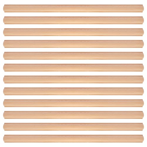 MingQiEven Dekorative 3D-Holzleisten – 12 Stück, unlackiert, zylinderförmig, Holzleisten für Schränke, Wände, Regale (40 cm, lackierbares Naturholz) von MingQiEven