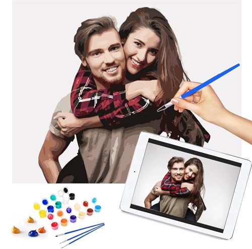 Eigenes Bild Personalisiert Foto Malen nach Zahlen für Erwachsene und Kinder, Malen-nach-Zahlen-Set Geschenke Kits für Mama, auf Leinwand mit Pinseln, 40 x 50 cm Mit Rahmen Eigenes Bild Personalisiert Foto Malen nach Zahlen für Erwachsene und Kinder, Malen-nach-Zahlen-Set Geschenke Kits für Mama, auf Leinwand mit Pinseln, 40 x 50 cm Mit Rahmen von MingSH