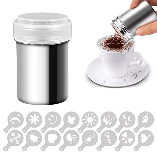 Powder Sugar Shaker, 1 Stücke Kaffeeschablone, Kakao Streuer 16 Stücke Kaffee Schablonen für Heiße Schokolade Brotdekoration Powder Sugar Shaker, 1 Stücke Kaffeeschablone, Kakao Streuer 16 Stücke Kaffee Schablonen für Heiße Schokolade Brotdekoration von MingZhuInC