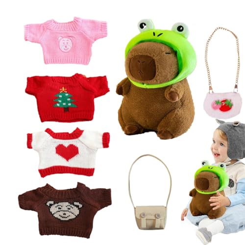 Capybara Stofftier mit Kleidung,Capybara Plüschtier mit Kleidung | Dress Up Capybara-Plüschtiere | Niedliche Capybara-Stofftier-Spielzeug-Ankleide-Cartoon-Puppe mit Pullover-Tasche, Hut für Heimdekora Capybara Stofftier mit Kleidung,Capybara Plüschtier mit Kleidung | Dress Up Capybara-Plüschtiere | Niedliche Capybara-Stofftier-Spielzeug-Ankleide-Cartoon-Puppe mit Pullover-Tasche, Hut für Heimdekora von Mingchengheng