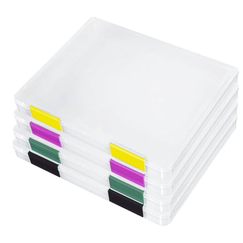 Minghunian 4 StüCk Tragbare ProjekthüLle für A4-Dateien, Tragbare A4-Aktenbox Aus Kunststoff für Scrapbook-Papier für Briefpapier im Format 8,5 X 11 von Minghunian