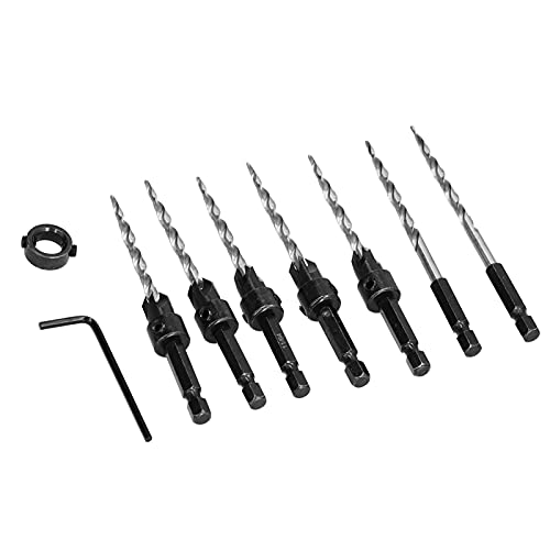 Holz Countersink Bohrbohrbit Set Einstellbar Verjüngte 1/4 Hex -Schaft mit Kragenschlüssel 11/64 für Holzbearbeitung von Mingzhe