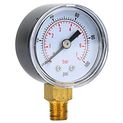 Mechanische Druckmessstufe Dual Skala Transparentes Zifferblatt Abdeckung Metall Fall 1/8 -Zoll BSPT -Anschluss Luftöl Wasser Wasser (0-100PSI, 0-7BAR) von Mingzhe