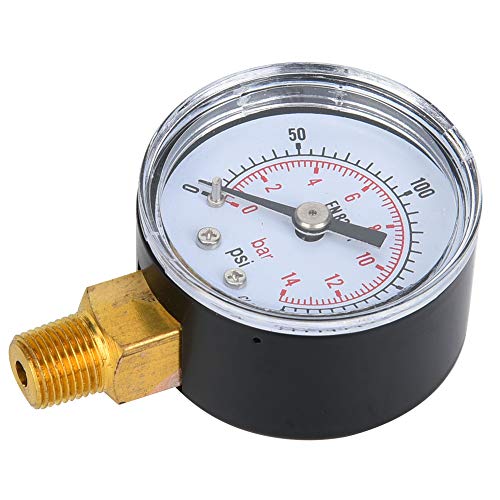 Mechanische Druckmessstufe Dual Skala Transparentes Zifferblatt Abdeckung Metall Fall 1/8 -Zoll BSPT -Anschluss Luftöl Wasser Wasser (0-200psi, 0-14BAR) von Mingzhe