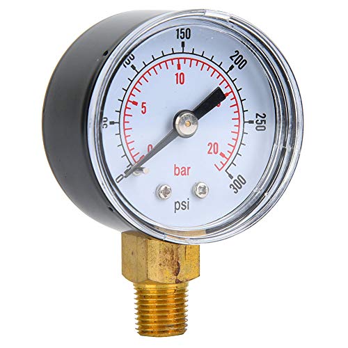 Mechanische Druckmessstufe Dual Skala Transparentes Zifferblatt Abdeckung Metall Fall 1/8 -Zoll BSPT -Anschluss Luftöl Wasser Wasser (0-300PSI, 0-20BAR) von Mingzhe