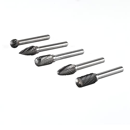Wolfram -Stahl - Cutter Bits Kit für Schimmelschnitzkunsthandwerk, 5 Stcs Burr Set 6mm Schaft 10mm Kopf von Mingzhe
