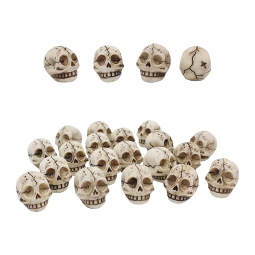 20 Stück Mini Totenkopf Figur, Kleine Skelettköpfe aus Kunstharz Schädel Blumentopf Dekoration Miniatur Totenkopfmodel Tischdekoration Für Partydeko,Gruselparty, 1,8×1,8cm von Minhaxue