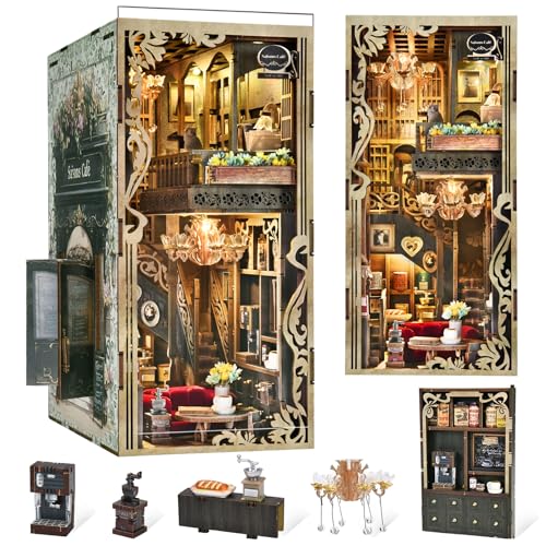 MiniCity Book Nook Kit, DIY Puppenhaus Buchecke, Miniatur-Kit für Bücherregal, Puppenhäuser für Erwachsene, Teenager, Halloween, 3D-Holzpuzzle-Buchstützen mit LED-Licht und Staubschutz (Saisons Café) MiniCity Book Nook Kit, DIY Puppenhaus Buchecke, Miniatur-Kit für Bücherregal, Puppenhäuser für Erwachsene, Teenager, Halloween, 3D-Holzpuzzle-Buchstützen mit LED-Licht und Staubschutz (Saisons Café) von MiniCity