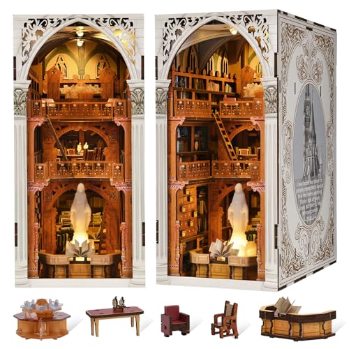 MiniCity Book Nook Kit – DIY Puppenhaus Buchecke, Book Nook Miniatur-Kit für Bücherregal-Einsatz, Dekor, Handwerk für Erwachsene und Teenager, 3D-Holzpuzzle-Buchstützen mit Staubschutz (Öffentliche von MiniCity