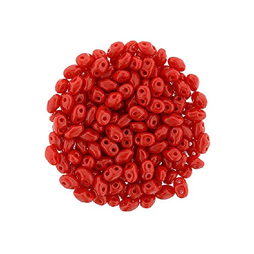 5 g Matubo MiniDuo 2-loch glasperlen, opak rot 2,5x4 mm (opaque red) von MiniDuo