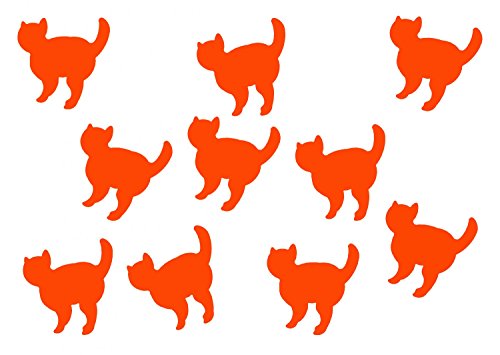 Miniblings 10x Bügelbilder Aufnäher 26mm Flock Katze Kätzchen Patch Bügelbild I Kinder Bügelflicken Patches zum Aufbügeln - Flockfolie - Applikation Nähen, Farbe:orange von Miniblings