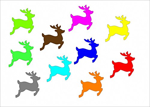 Miniblings 10x Bügelbilder Aufnäher 28mm Flock Hirsch REH Rehe Patch Bügelbild I Kinder Bügelflicken Patches zum Aufbügeln - Flockfolie - Applikation Nähen, Farbe:bunt gemischt von Miniblings