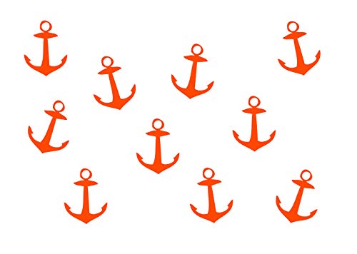 Miniblings 10x Bügelbilder Aufnäher Flock Boot Meer 33mm Anker Patch Bügelbild I Kinder Bügelflicken Patches zum Aufbügeln - Flockfolie - Applikation Nähen, Farbe:orange von Miniblings
