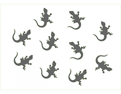 Miniblings 10x Bügelbilder Aufnäher Patch 25mm Flock Gecko Geckos Eidechse Patch Bügelbild I Kinder Bügelflicken Patches zum Aufbügeln - Flockfolie - Applikation Nähen, Farbe:grau von Miniblings