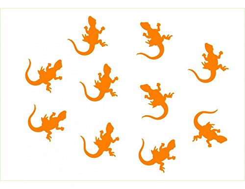 Miniblings 10x Bügelbilder Aufnäher Patch 25mm Flock Gecko Geckos Eidechse Patch Bügelbild I Kinder Bügelflicken Patches zum Aufbügeln - Flockfolie - Applikation Nähen, Farbe:orange von Miniblings