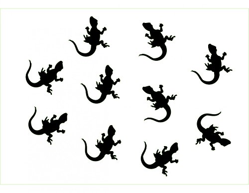 Miniblings 10x Bügelbilder Aufnäher Patch 25mm Flock Gecko Geckos Eidechse Patch Bügelbild I Kinder Bügelflicken Patches zum Aufbügeln - Flockfolie - Applikation Nähen, Farbe:schwz von Miniblings