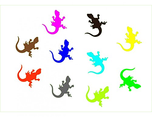 Miniblings 10x Bügelbilder Aufnäher Patch 25mm GLATT Gecko Geckos Eidechse Patch Bügelbild I Kinder Bügelflicken Patches zum Aufbügeln - Flexfolie - Applikation Nähen, Farbe:weiß von Miniblings