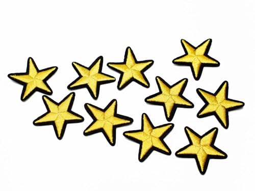 Miniblings 10x Set Sterne Bügelbild Aufnäher Aufbügler Stern Sternchen gelb I Kinder Bügelflicken Patches zum Aufbügeln von Miniblings