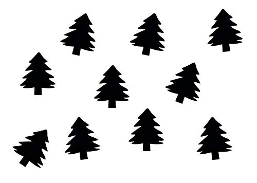 Miniblings 10x Tanne Bügelbilder Aufnäher Flock Weihnachtsbaum Patch Bügelbild I Kinder Bügelflicken Patches zum Aufbügeln - Flockfolie - Applikation Nähen, Farbe:schwarz von Miniblings
