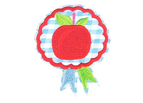 Miniblings Apfel Abzeichen Bügelbild Aufnäher Aufbügler blau weiß Karo 55x65mm Patch Bügelbild I Kinder Bügelflicken Patches zum Aufbügeln von Miniblings