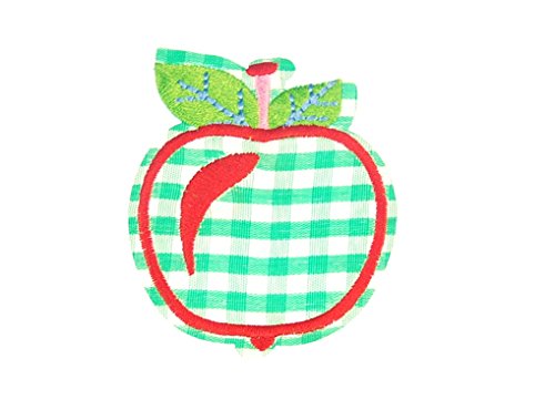Miniblings Apfel Bügelbild Aufnäher Aufbügler Obst Orden grün weiß Karo 55x65mm Patch Bügelbild I Kinder Bügelflicken Patches zum Aufbügeln von Miniblings