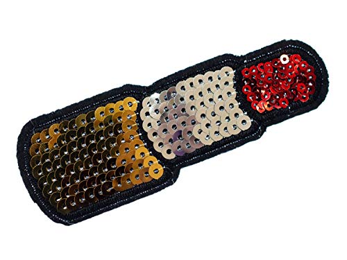 Miniblings Lippenstift Pailletten Bügelbild Aufnäher Aufbügler Makeup 98x34mm Patch Bügelbild I Kinder Bügelflicken Patches zum Aufbügeln von Miniblings