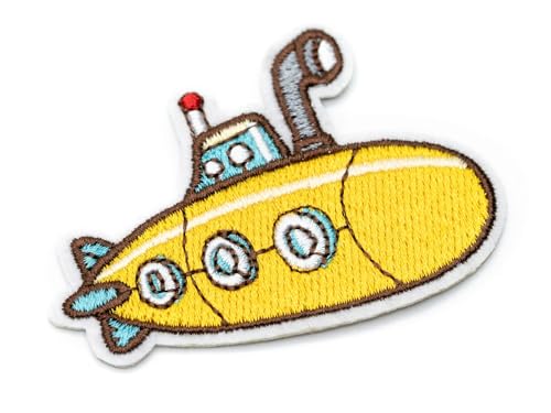 Miniblings U-Boot Bügelbild Aufnäher Aufbügler Uboot Schiff Marine 67mm gelbPatch Bügelbild I Kinder Bügelflicken Patches zum Aufbügeln von Miniblings