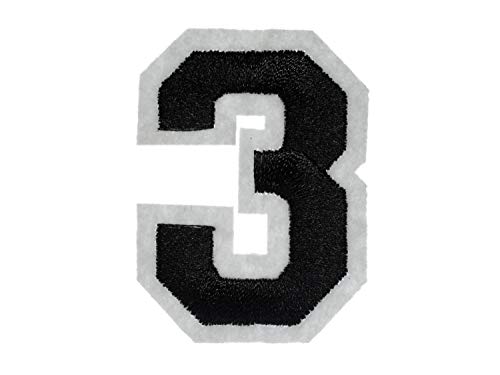 Miniblings Zahl DREI Bügelbild Aufnäher Aufbügler schwarz weiß College 3 Nummer Patch Bügelbild I Kinder Bügelflicken Patches zum Aufbügeln von Miniblings