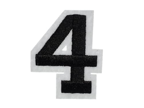 Miniblings Zahl Vier Bügelbild Aufnäher Aufbügler schwarz weiß College 4 Nummer Patch Bügelbild I Kinder Bügelflicken Patches zum Aufbügeln von Miniblings