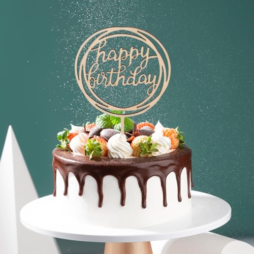 1 Stück Happy Birthday Kuchen Topper Cake Topper Geburtstag, Cake Topper Geburtstag Party Kuchen Dekoendeko Gold Dekoration für Baby Mädchen Junge Frauen Mann von Minicloss