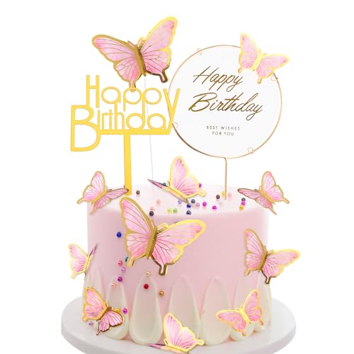 22 Stück Tortendeko Geburtstag Rosa Schmetterlinge Torten Deko Mädchen 3D Dreidimensional Schmetterlinge Cake Topper Geburtstag Happy Birthday Tortendeko Kuchen Deko für Geburtstag Hochzeit Party 22 Stück Tortendeko Geburtstag Rosa Schmetterlinge Torten Deko Mädchen 3D Dreidimensional Schmetterlinge Cake Topper Geburtstag Happy Birthday Tortendeko Kuchen Deko für Geburtstag Hochzeit Party von Minicloss