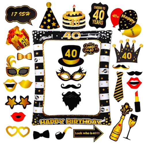 40 Geburtstagsfeier lustige Fotorequisiten 40 Geburtstag Foto Requisiten, 40. Geburtstag Frau Mann Foto Requisiten Geschenke 30 Stück Foto Requisiten und 1 Stück aufblasbarer Rahmen 40 Geburtstagsfeier lustige Fotorequisiten 40 Geburtstag Foto Requisiten, 40. Geburtstag Frau Mann Foto Requisiten Geschenke 30 Stück Foto Requisiten und 1 Stück aufblasbarer Rahmen von Minicloss