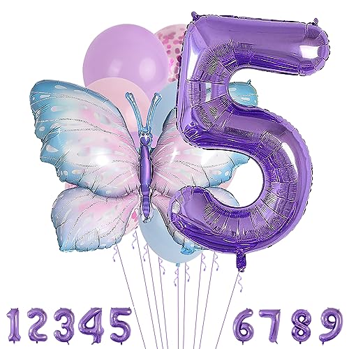 5 Jahre Set - Zahl Folienballon,Tiere Deko,Blau Lila Geburtstagsdeko Schmetterling Deko,Kindergeburtstag Party-Deko Zahl 5 Luftballon für Mädchen Jungen Geburtstags Festival Party Dekoration 5 Jahre Set - Zahl Folienballon,Tiere Deko,Blau Lila Geburtstagsdeko Schmetterling Deko,Kindergeburtstag Party-Deko Zahl 5 Luftballon für Mädchen Jungen Geburtstags Festival Party Dekoration von Minicloss