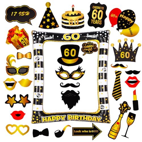 60 Geburtstagsfeier lustige Fotorequisiten 60 Geburtstag Foto Requisiten, 60 Geburtstag Frau Mann Foto Requisiten Geschenke 30 Stück Foto Requisiten und 1 Stück aufblasbarer Rahmen 60 Geburtstagsfeier lustige Fotorequisiten 60 Geburtstag Foto Requisiten, 60 Geburtstag Frau Mann Foto Requisiten Geschenke 30 Stück Foto Requisiten und 1 Stück aufblasbarer Rahmen von Minicloss