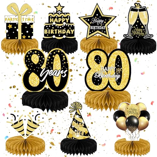 9 Stück Geburtstag Dekoration 80. Tischdeko Geburtstag Schwarz Gold 80 Geburtstag Mittelstücke Waben Party Tischdekoration 80. Geburtstag Tischdeko Set für Männer Frauen Geburtstag Party Zubehör 9 Stück Geburtstag Dekoration 80. Tischdeko Geburtstag Schwarz Gold 80 Geburtstag Mittelstücke Waben Party Tischdekoration 80. Geburtstag Tischdeko Set für Männer Frauen Geburtstag Party Zubehör von Minicloss