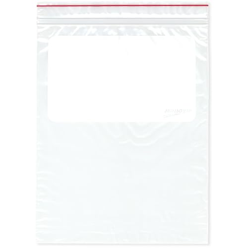 Minigrip Red Line 20,3 x 25,4 cm (100 Stück), 2 mm mit weißem Doppelreißverschluss, wiederverschließbare Plastiktüten von Minigrip Red Line
