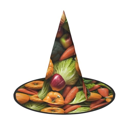 Miniks Halloween-Hexenhüte mit verschiedenen Gemüse- und Obstmotiven, Halloween-Partykleid, Zubehör für Halloween-Party, Gastgeschenk, 3 Stück von Miniks