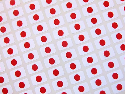 110 Stück kleine Mini-Aufkleber, 16 x 10 mm, japanische japanische Flagge, langlebig, Kunststoff, Klebeetiketten 110 Stück kleine Mini-Aufkleber, 16 x 10 mm, japanische japanische Flagge, langlebig, Kunststoff, Klebeetiketten von Minilabel
