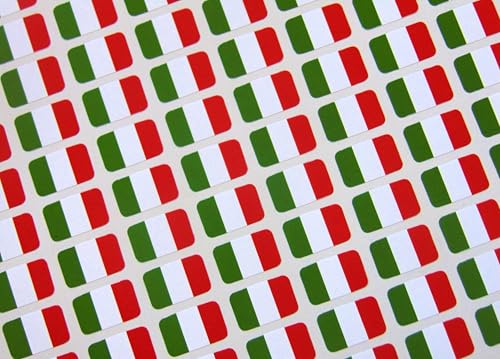 110 kleine Mini-Aufkleber, 16 x 10 mm, italienische Flagge, langlebig, Kunststoff, Klebeetiketten 110 kleine Mini-Aufkleber, 16 x 10 mm, italienische Flagge, langlebig, Kunststoff, Klebeetiketten von Minilabel