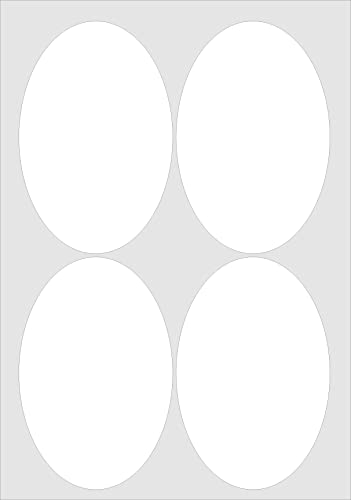 136X90mm Oval 20 Etiketten Matt Weiß Papier 5 A4 Blätter, Laser Kopierer Inkjet von Minilabel