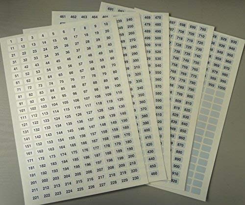 16 x 10 mm-Anschluss, laufende Nummer fortlaufende Nummerierung Etiketten, Aufklebern, aus 1-1000 von Minilabel