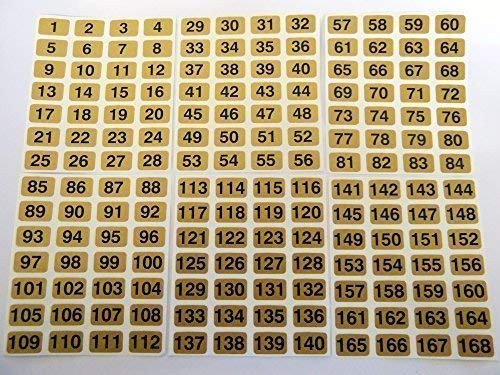 16 x 10 mm Gold Mal, sequenziell Nummer Sequence Etiketten, Nummerierung Wandaufkleber, aus 1-168 16 x 10 mm Gold Mal, sequenziell Nummer Sequence Etiketten, Nummerierung Wandaufkleber, aus 1-168 von Minilabel
