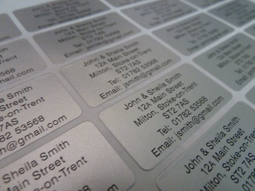 200 x Silber personalisiert bedruckt Mini Adresse Selbstklebende Etiketten 40x20mm Aufkleber (gratis emailliert sicher vor dem Druck ) von Minilabel
