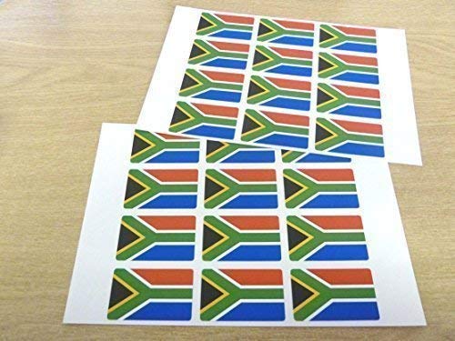 24 Stück, 50 x 30 mm, Aufkleber Flagge Südafrika, Südafrikanische Flagge Etiketten, selbstklebend von Minilabel