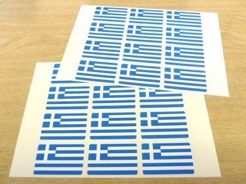 24 Stück, 50 x 30 mm, Griechenland, Stick, Aufkleber, selbstklebend, Motiv Griechische Flagge Labels von Minilabel