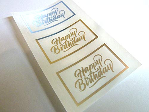24 Stück Happy Birthday Aufkleber, hell glänzend silber auf klar transparent – Etiketten für Karten, Basteln und Dekoration 24 Stück Happy Birthday Aufkleber, hell glänzend silber auf klar transparent – Etiketten für Karten, Basteln und Dekoration von Minilabel