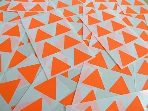 25mm (1") Dreieck Form Farbcode Sticker - Packungen mit 96 Groß Bunt Dreieckiges Klebeetiketten - 32 Farben Verfügbar - Fluoreszierend Feuerrot von Minilabel